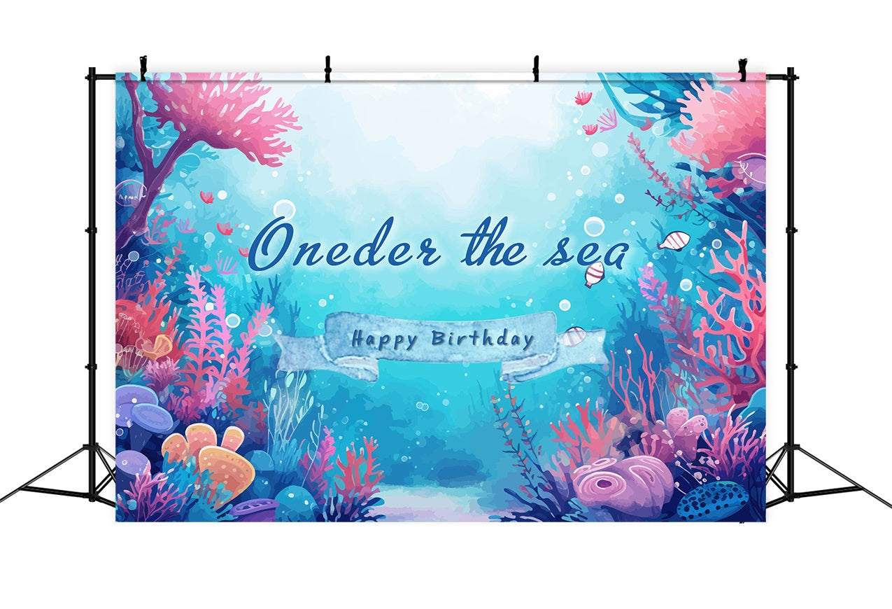 Personalized Birthday Backdrop Vibrant Underwater Coral Backdrop RR1-42