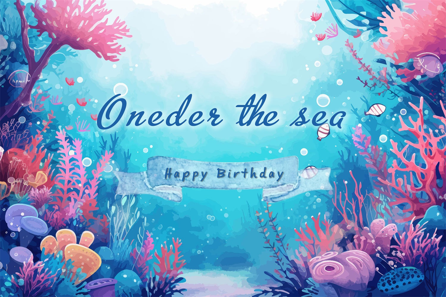 Personalized Birthday Backdrop Vibrant Underwater Coral Backdrop RR1-42