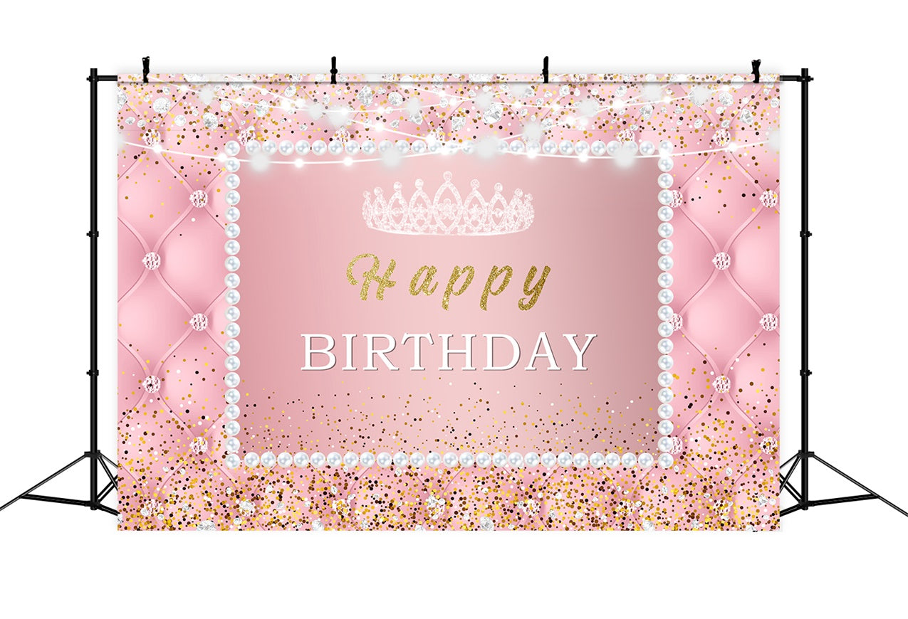 Personalized Backdrop For Birthday Pink Sparkle Pearl Backdrop RR1-47