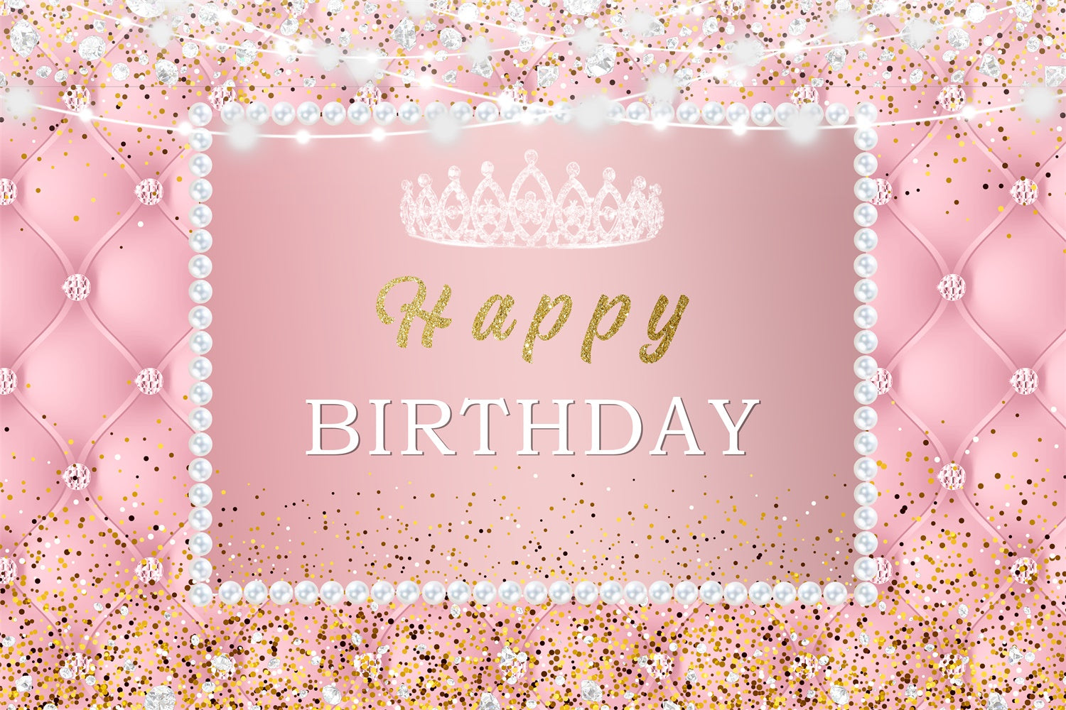 Personalized Backdrop For Birthday Pink Sparkle Pearl Backdrop RR1-47