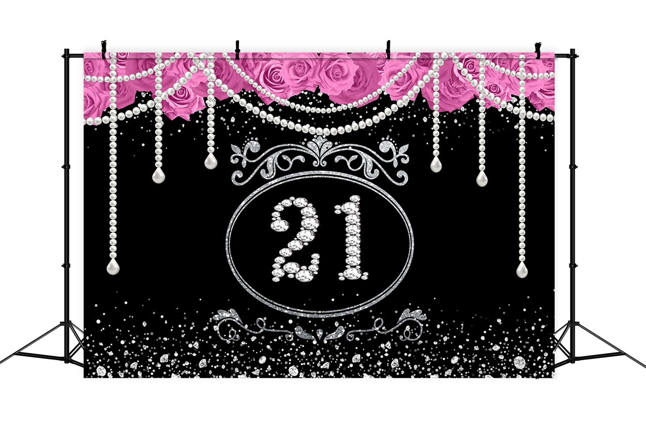 Custom Made Birthday Backdrops Glittering Pearl Rose Backdrop RR1-52