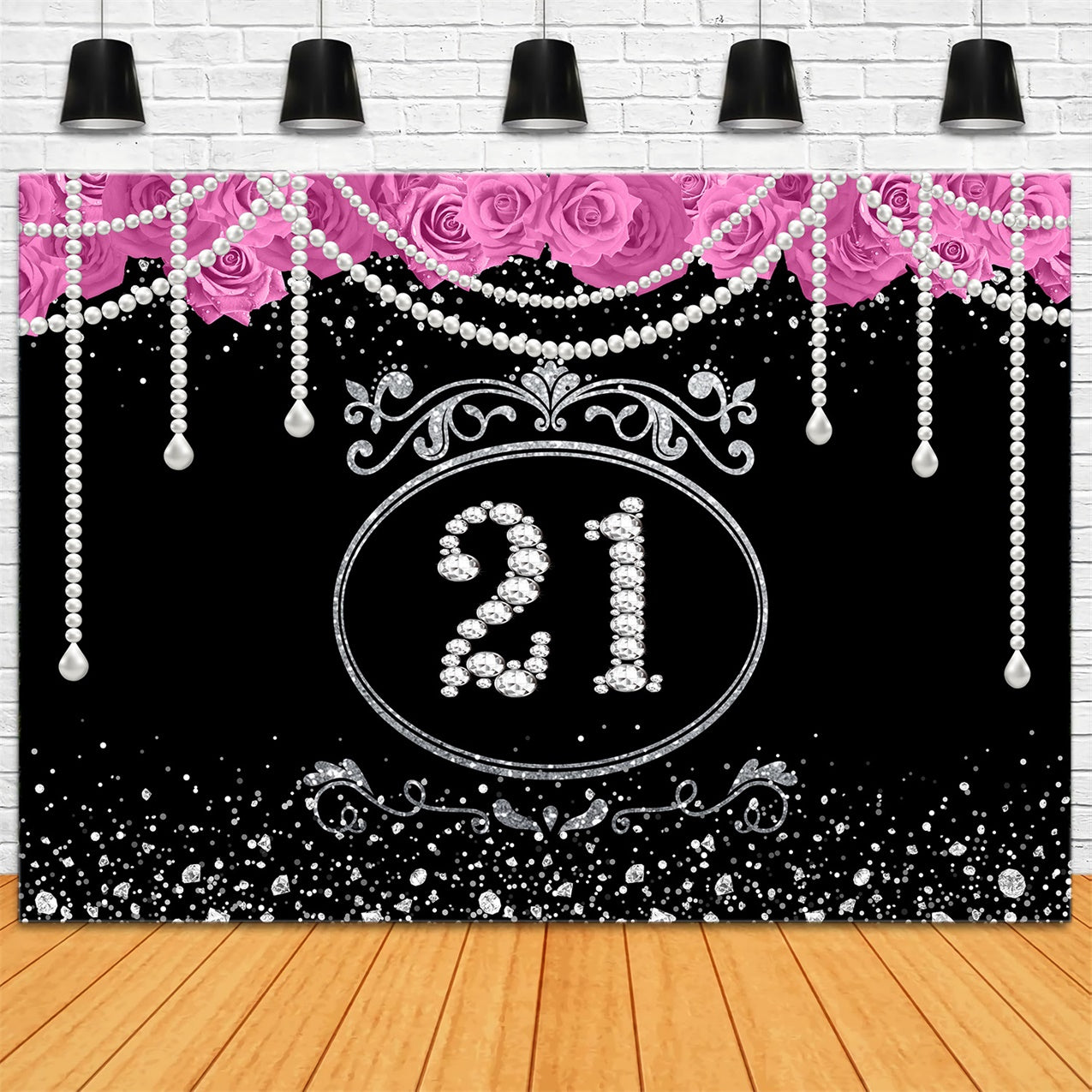 Custom Made Birthday Backdrops Glittering Pearl Rose Backdrop RR1-52