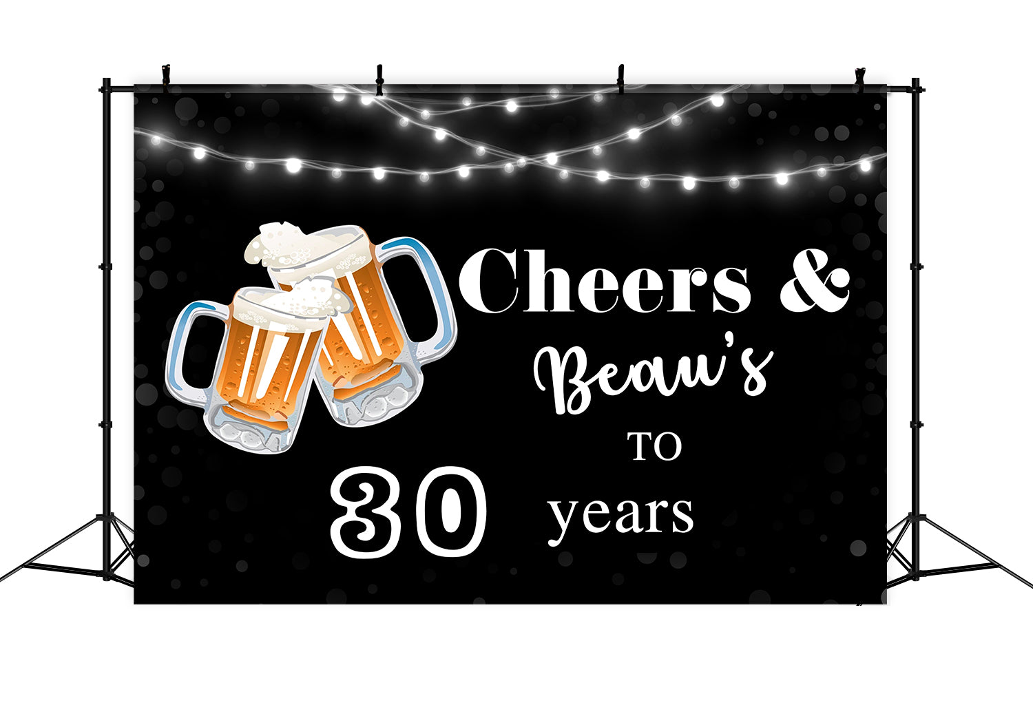 Personalized Birthday Backdrop Elegant Black Beer Party Backdrop RR1-53