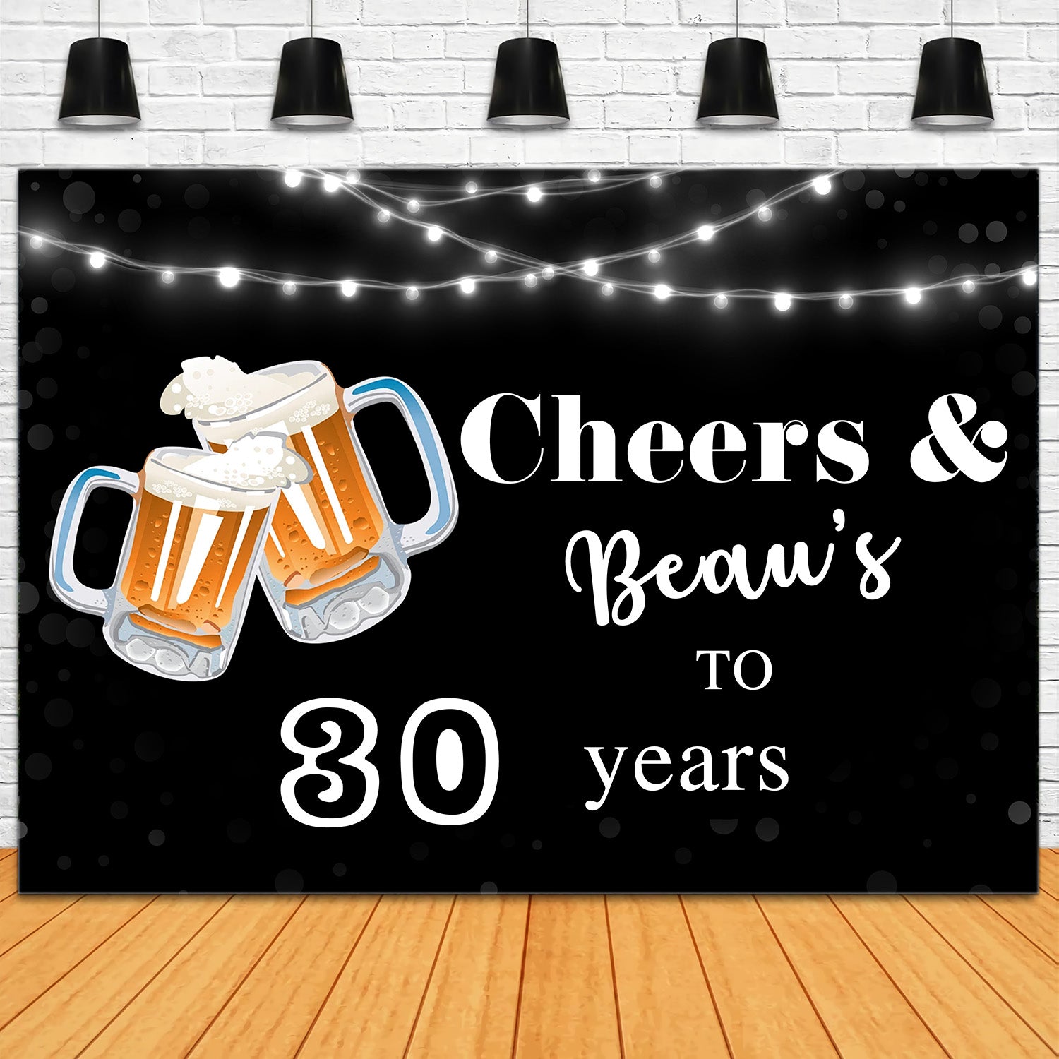 Personalized Birthday Backdrop Elegant Black Beer Party Backdrop RR1-53