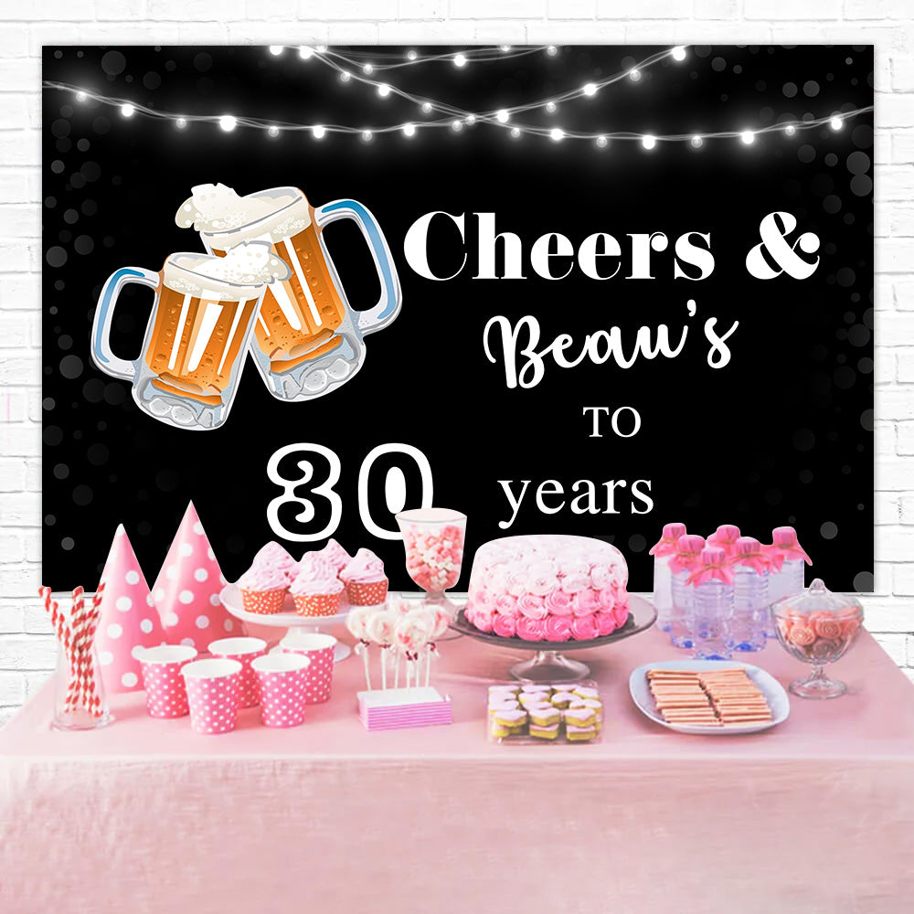 Personalized Birthday Backdrop Elegant Black Beer Party Backdrop RR1-53