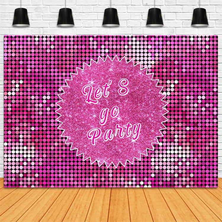 Personalized Backdrop For Birthday Glitzy Pink Sequin Backdrop RR1-55