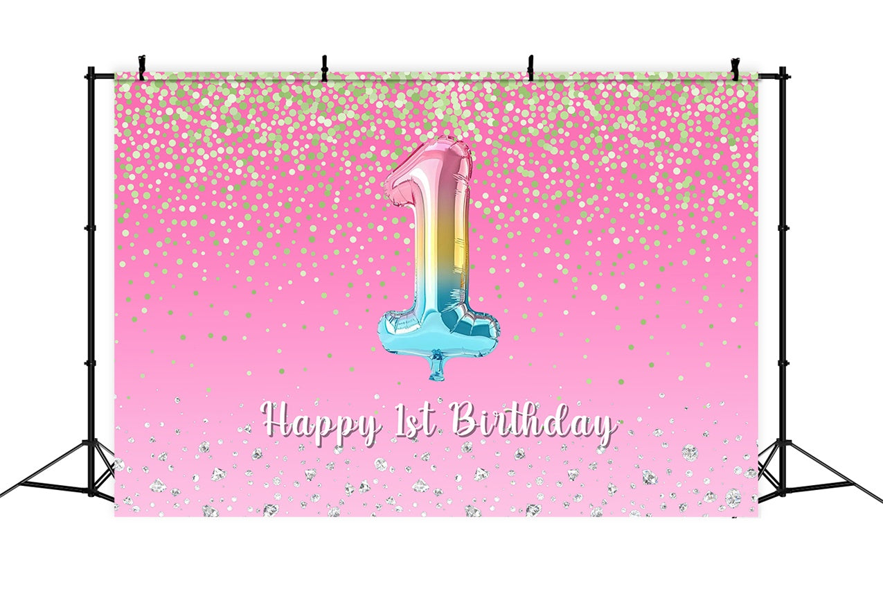 Custom 1st Birthday Backdrop Pink Diamond Glitter Backdrop RR1-64