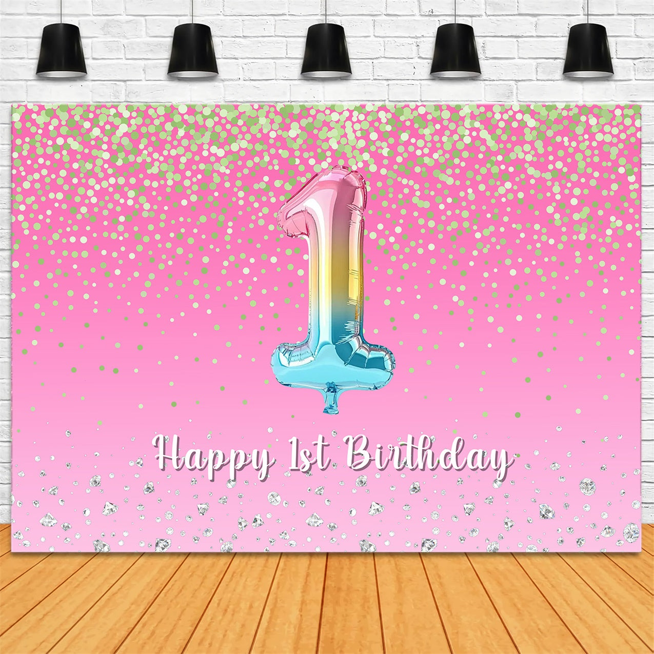 Custom 1st Birthday Backdrop Pink Diamond Glitter Backdrop RR1-64