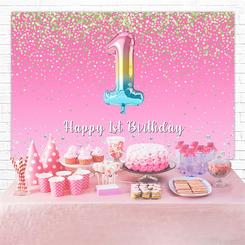 Custom 1st Birthday Backdrop Pink Diamond Glitter Backdrop RR1-64