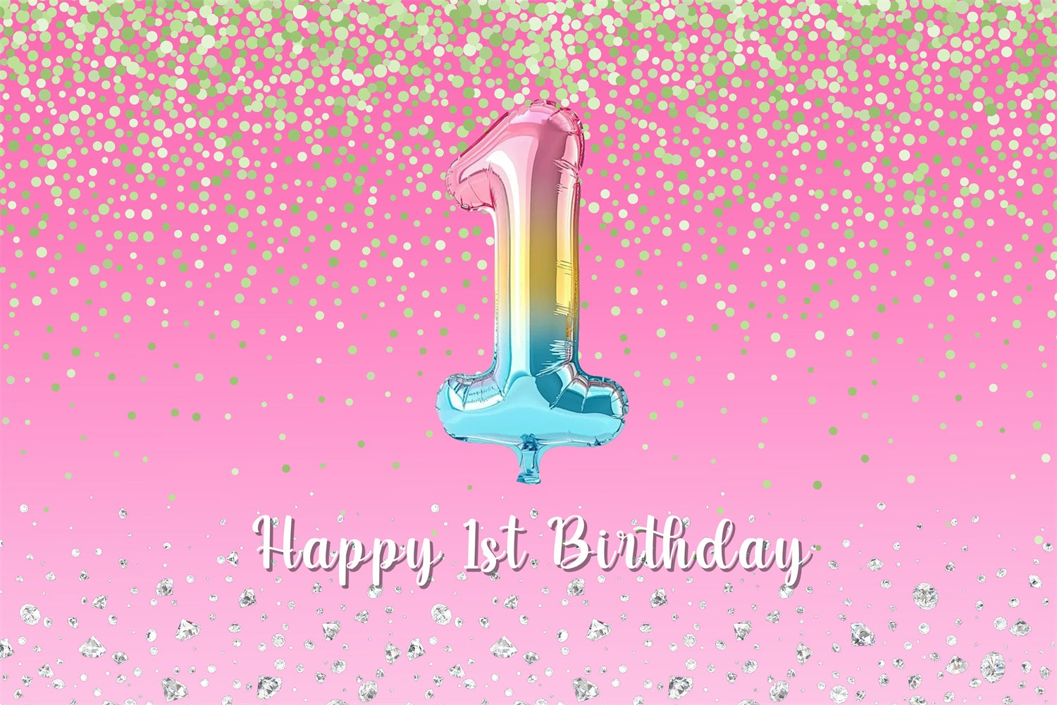 Custom 1st Birthday Backdrop Pink Diamond Glitter Backdrop RR1-64