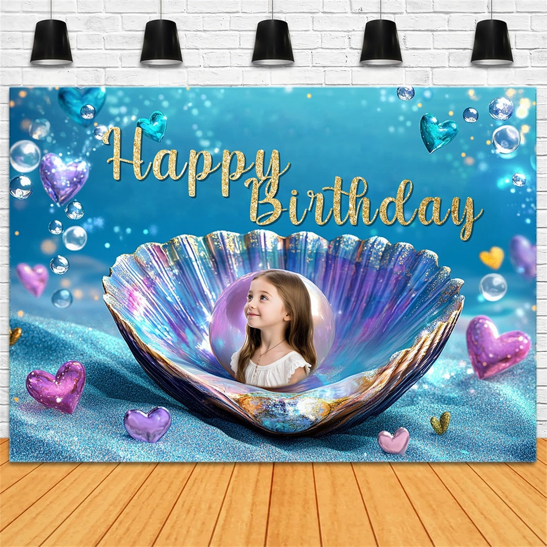 Custom Birthday Backdrop Dreamy Mermaid Pearl Birthday Backdrop RR1-66