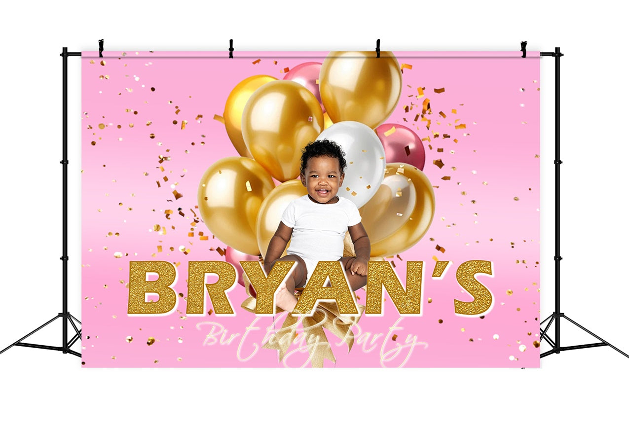 Birthday Backdrop Personalized Glamorous Golden Balloon Backdrop RR1-67