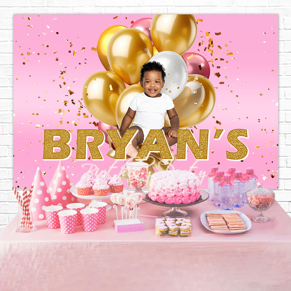 Birthday Backdrop Personalized Glamorous Golden Balloon Backdrop RR1-67