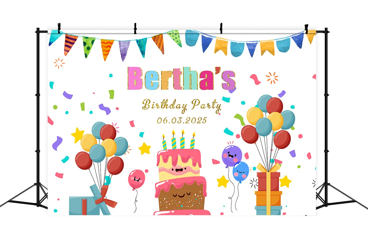 Personalized Backdrops For Birthday Playful Confetti Balloon Backdrop RR1-69