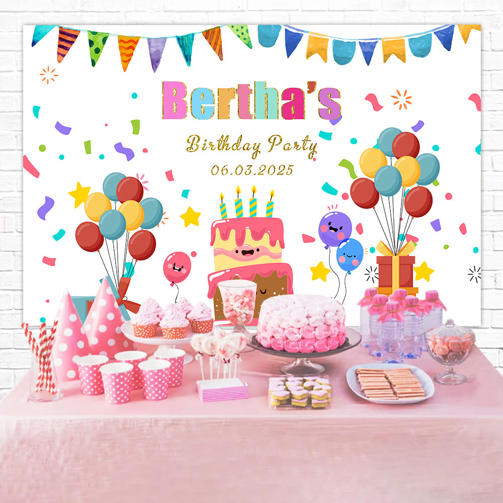 Personalized Backdrops For Birthday Playful Confetti Balloon Backdrop RR1-69