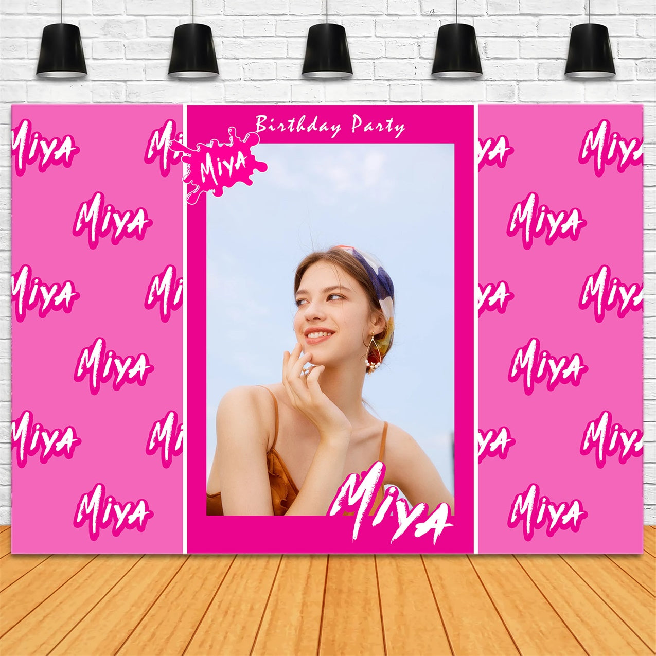 Happy Birthday Backdrop Minimalist Pink Personalized Backdrop RR1-7