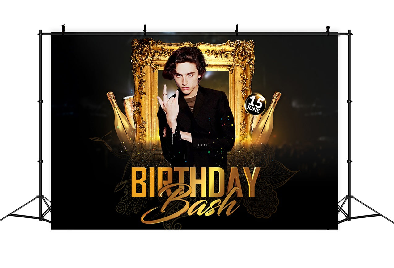 Personalized Birthday Backdrops Vintage Luxury Golden Backdrop RR1-72