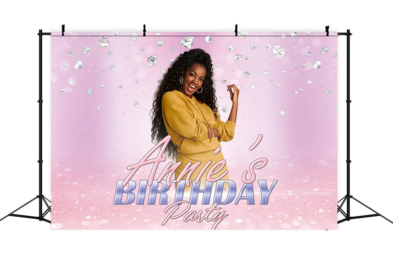 Personalized Birthday Backdrop Shimmering Diamond Pink Backdrop RR1-74