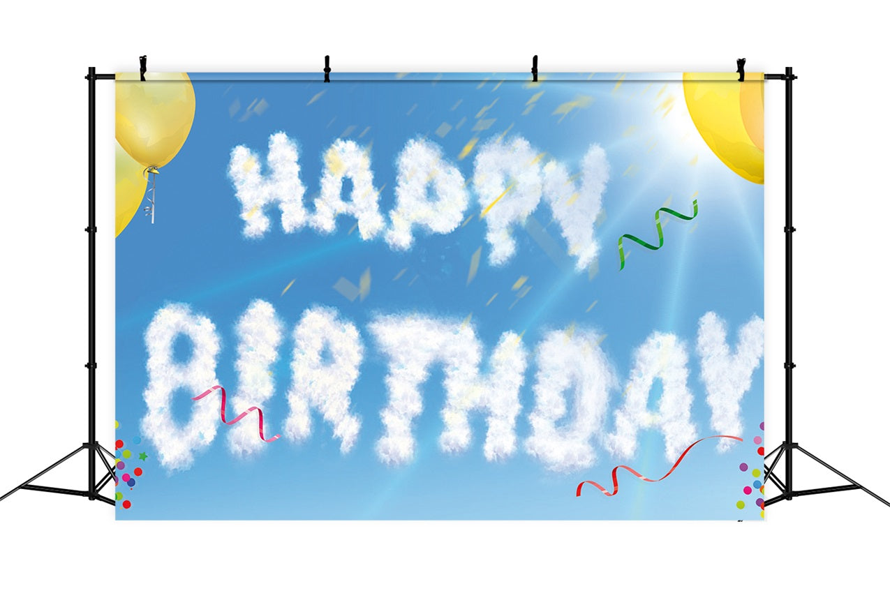 Custom Birthday Backdrops Sky Blue Balloon Backdrop RR1-87