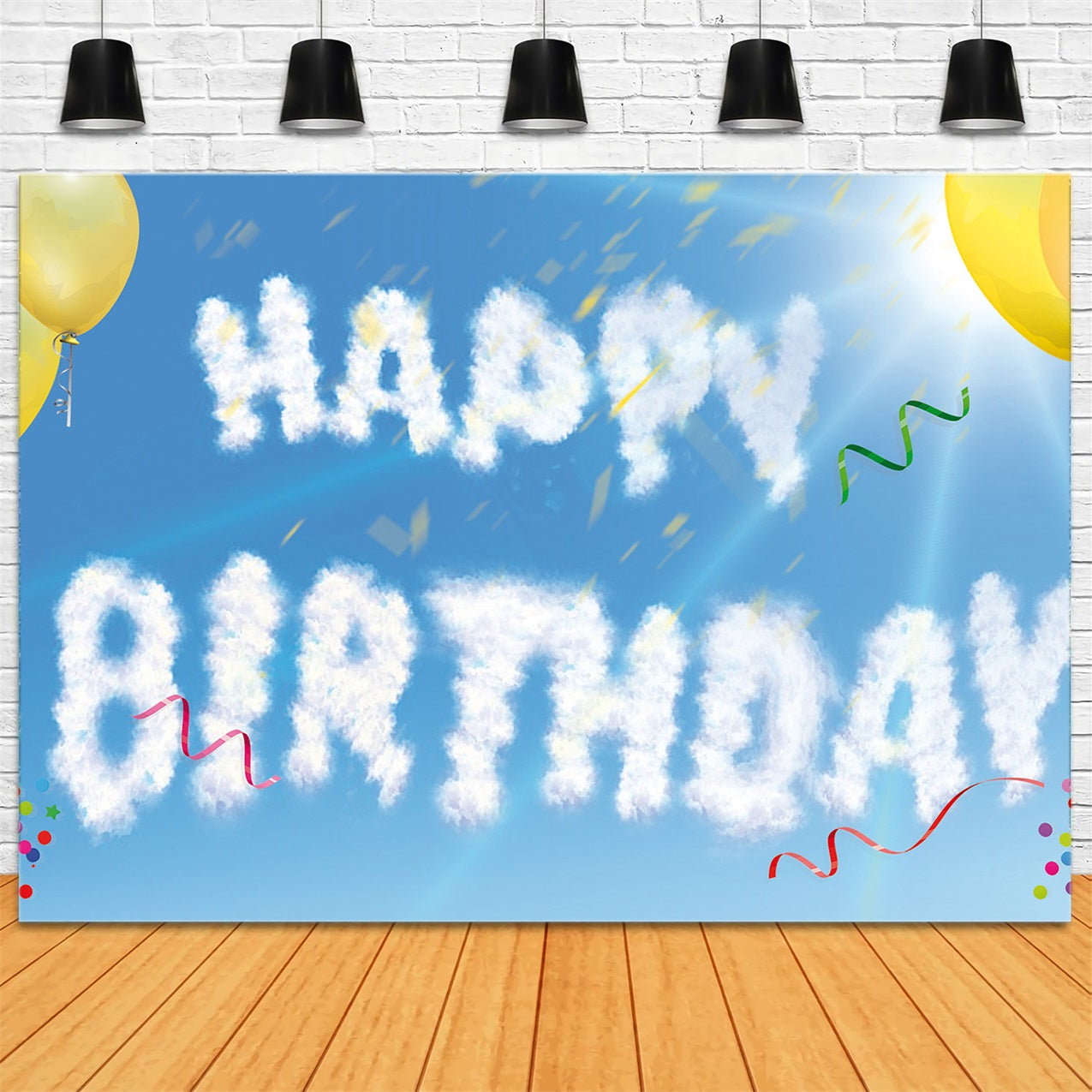 Custom Birthday Backdrops Sky Blue Balloon Backdrop RR1-87