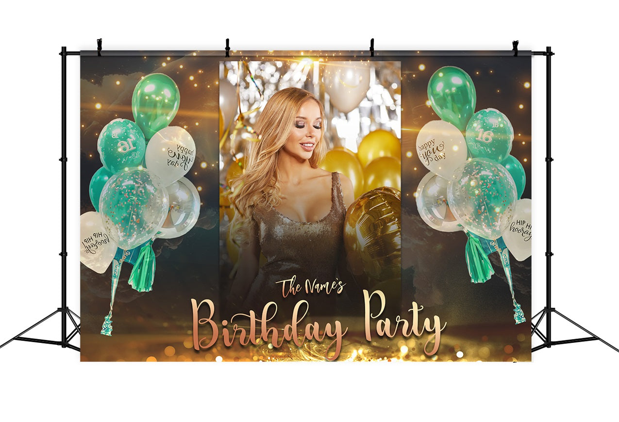 Custom Birthday Backdrop Sparkling Balloons Lights Party Backdrop RR1-90