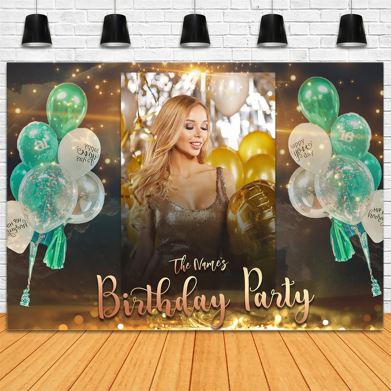 Custom Birthday Backdrop Sparkling Balloons Lights Party Backdrop RR1-90