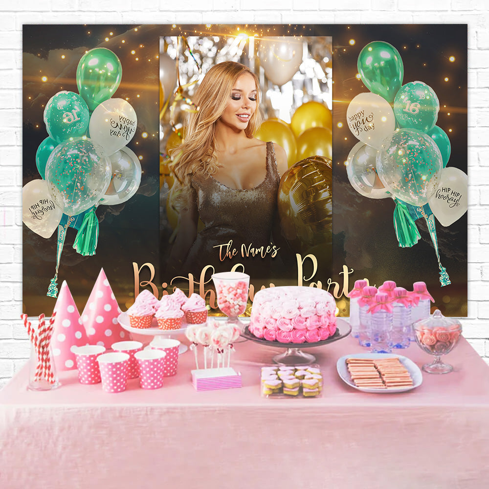 Custom Birthday Backdrop Sparkling Balloons Lights Party Backdrop RR1-90