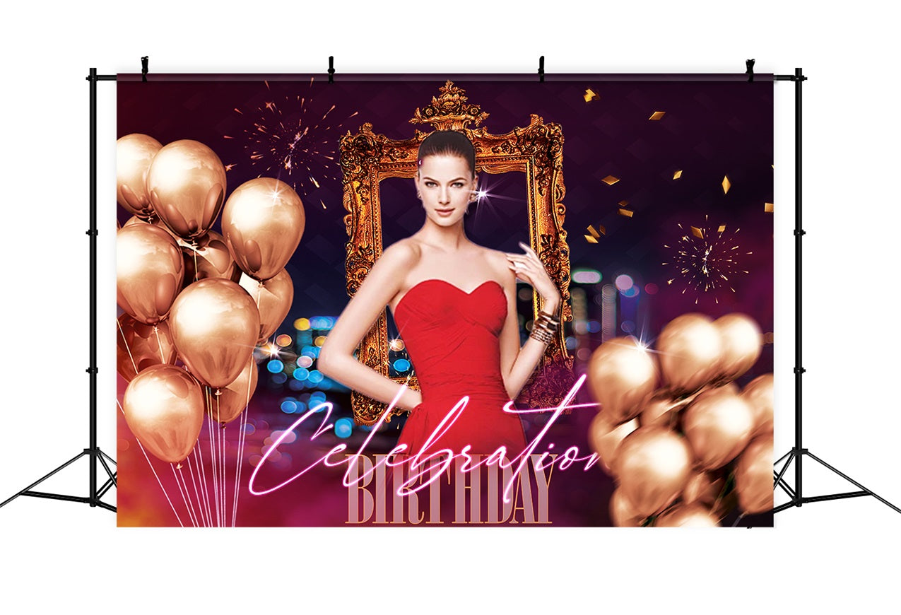 Personalized Backdrop For Birthday Luxe Balloon Celebration Backdrop RR1-91