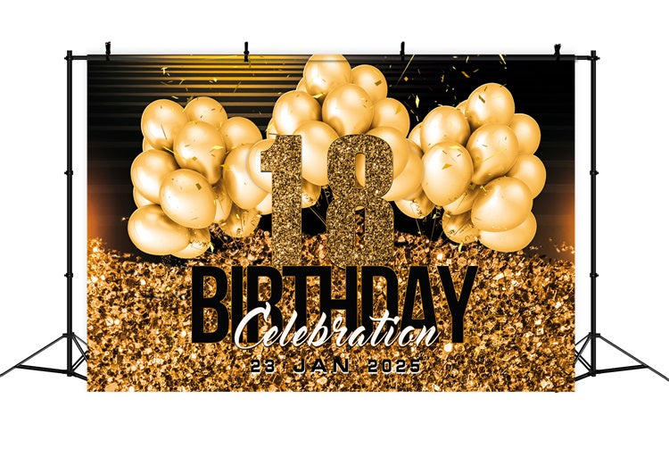 Custom Happy Birthday Backdrop Golden Balloon Party Backdrop RR1-97