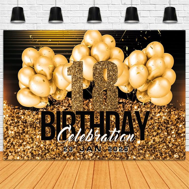 Custom Happy Birthday Backdrop Golden Balloon Party Backdrop RR1-97