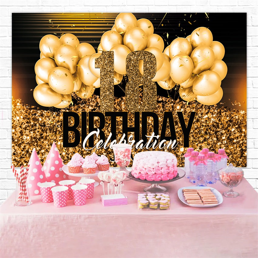 Custom Happy Birthday Backdrop Golden Balloon Party Backdrop RR1-97