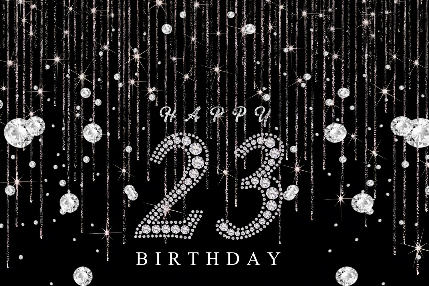 23rd Birthday Backdrops Custom Glam Night Diamond Shine Backdrop RR12-10