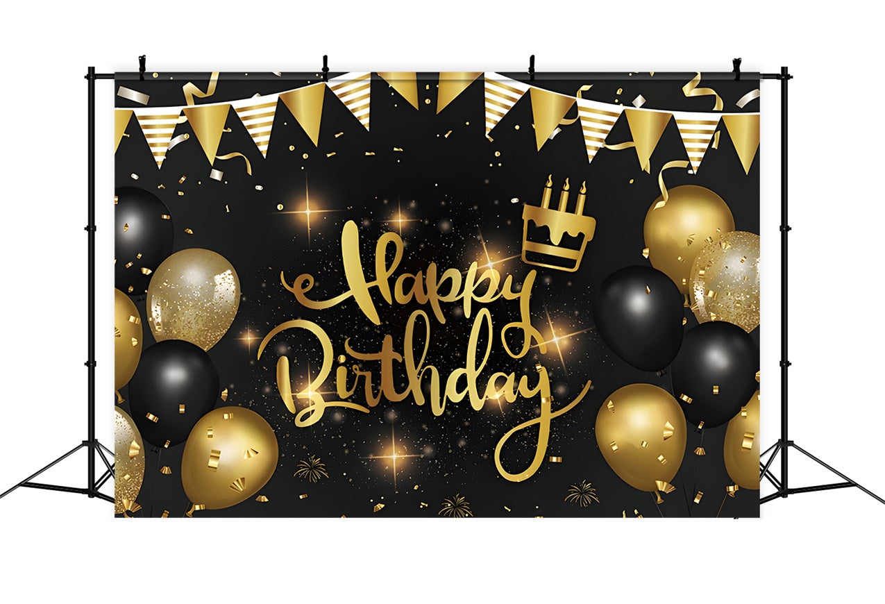 Customized Birthday Backdrop Golden Celebration Balloons Backdrop RR12-14