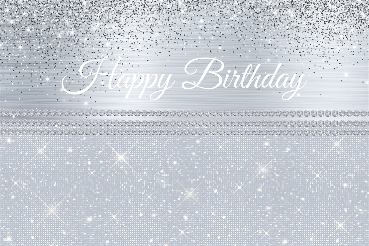 Personalized Birthday Backdrops Silver Glitter Sparkle Backdrop RR12-16