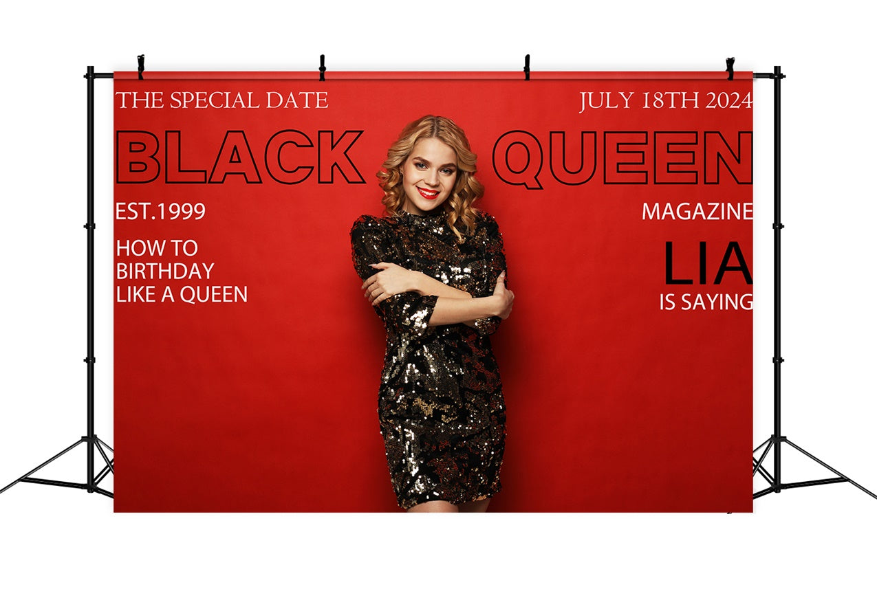 Personalized Birthday Backdrop Black Queen Fashion Red Backdrop RR12-19