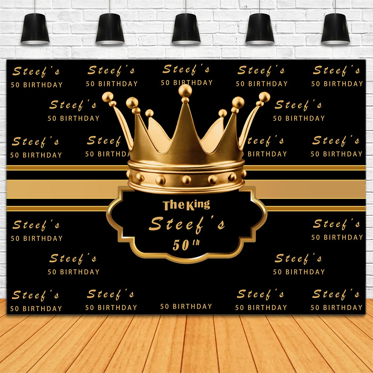 Customized Birthday Backdrop Black Gold Luxury Party Backdrop RR12-31