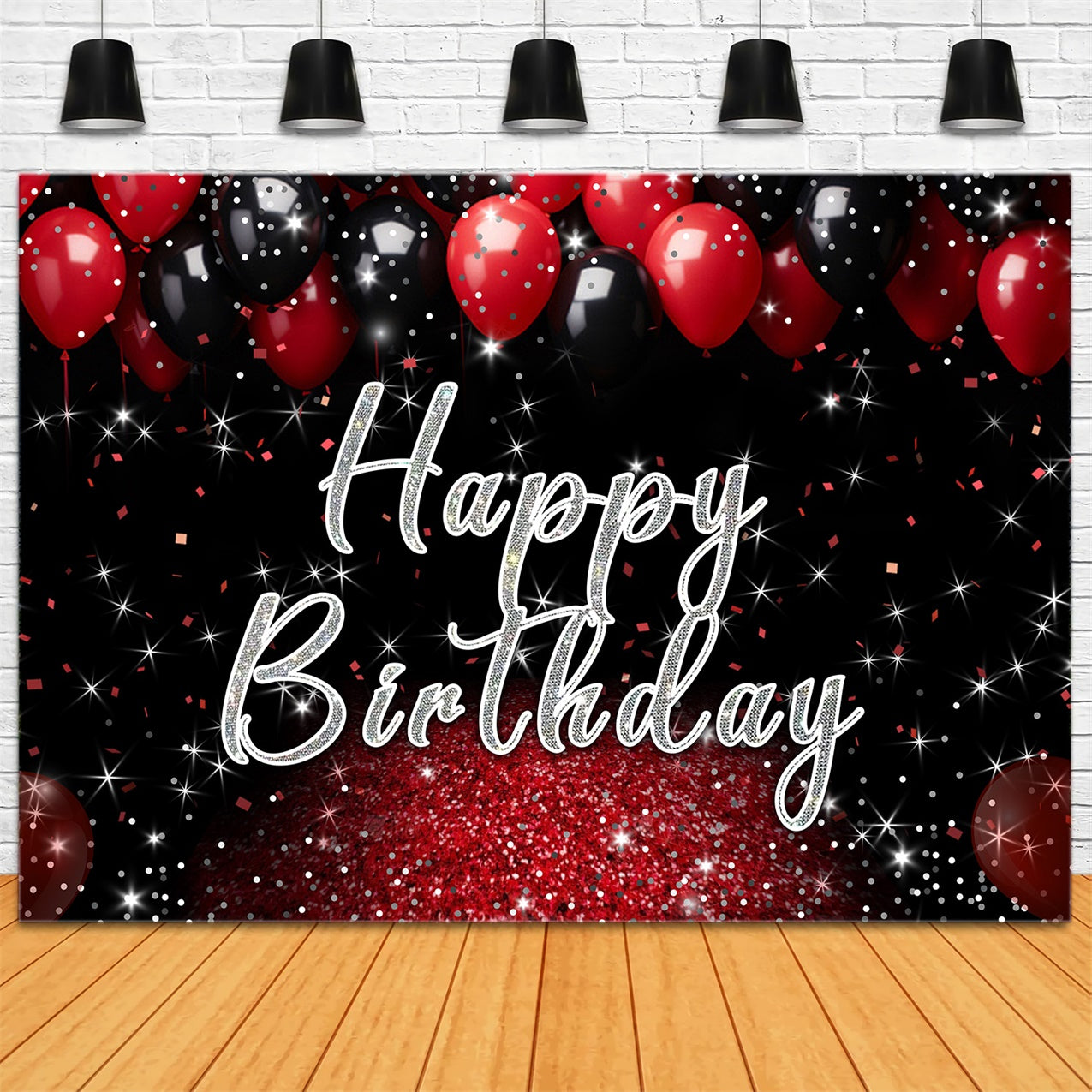 Personalized Birthday Backdrops Luxurious Glittery Balloon Backdrop RR12-36