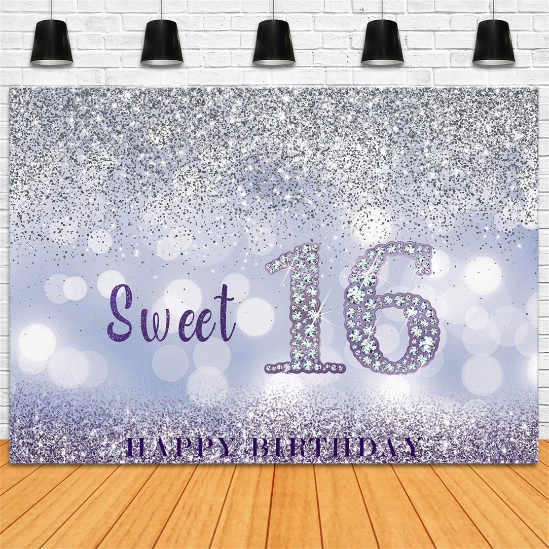 Personalized Birthday Backdrop Sweet 16 Sparkle Glitter Backdrop RR12-41