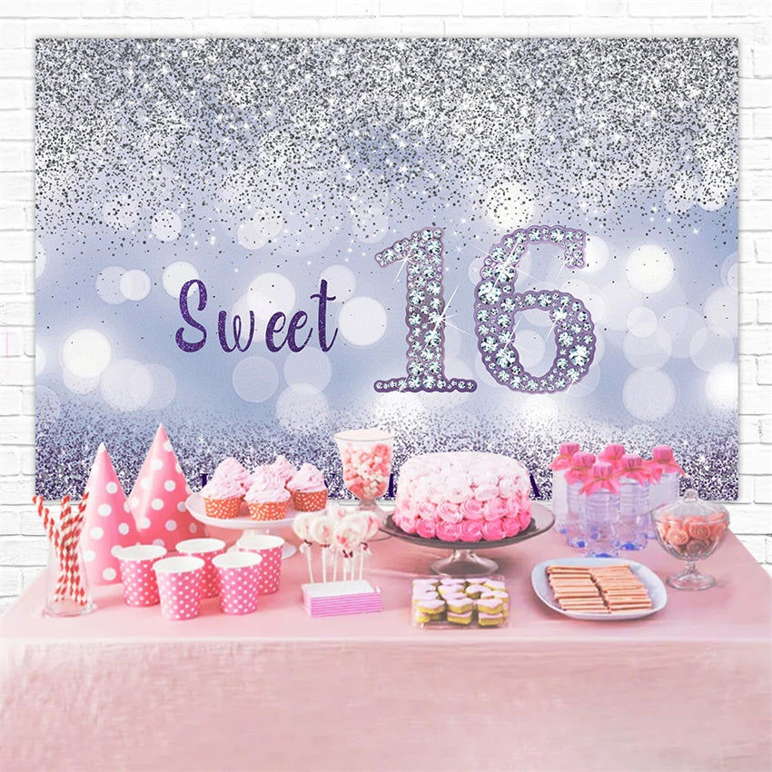 Peach / Pink Glitter Birthday Personalized Vinyl Backdrop Sweet Sixteen Quinceanera deals 21st Birthday