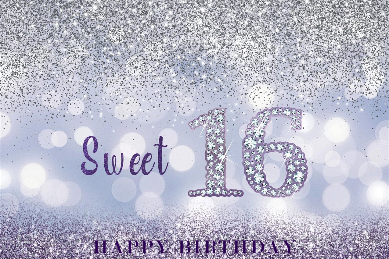 Personalized Birthday Backdrop Sweet 16 Sparkle Glitter Backdrop RR12-41