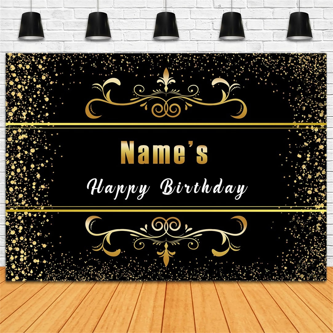 Personalized Birthday Backdrops Sophisticated Golden Sparkle Backdrop RR12-45