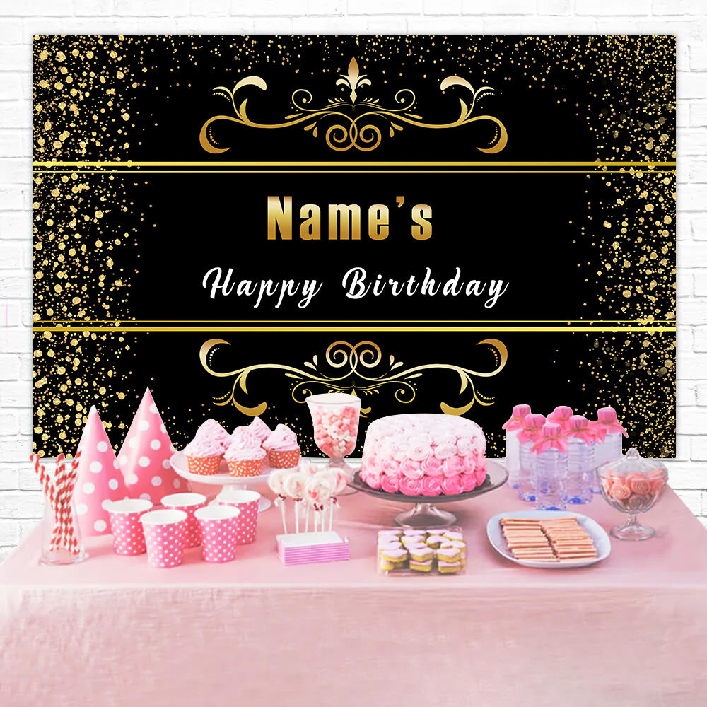 Personalized Birthday Backdrops Sophisticated Golden Sparkle Backdrop RR12-45