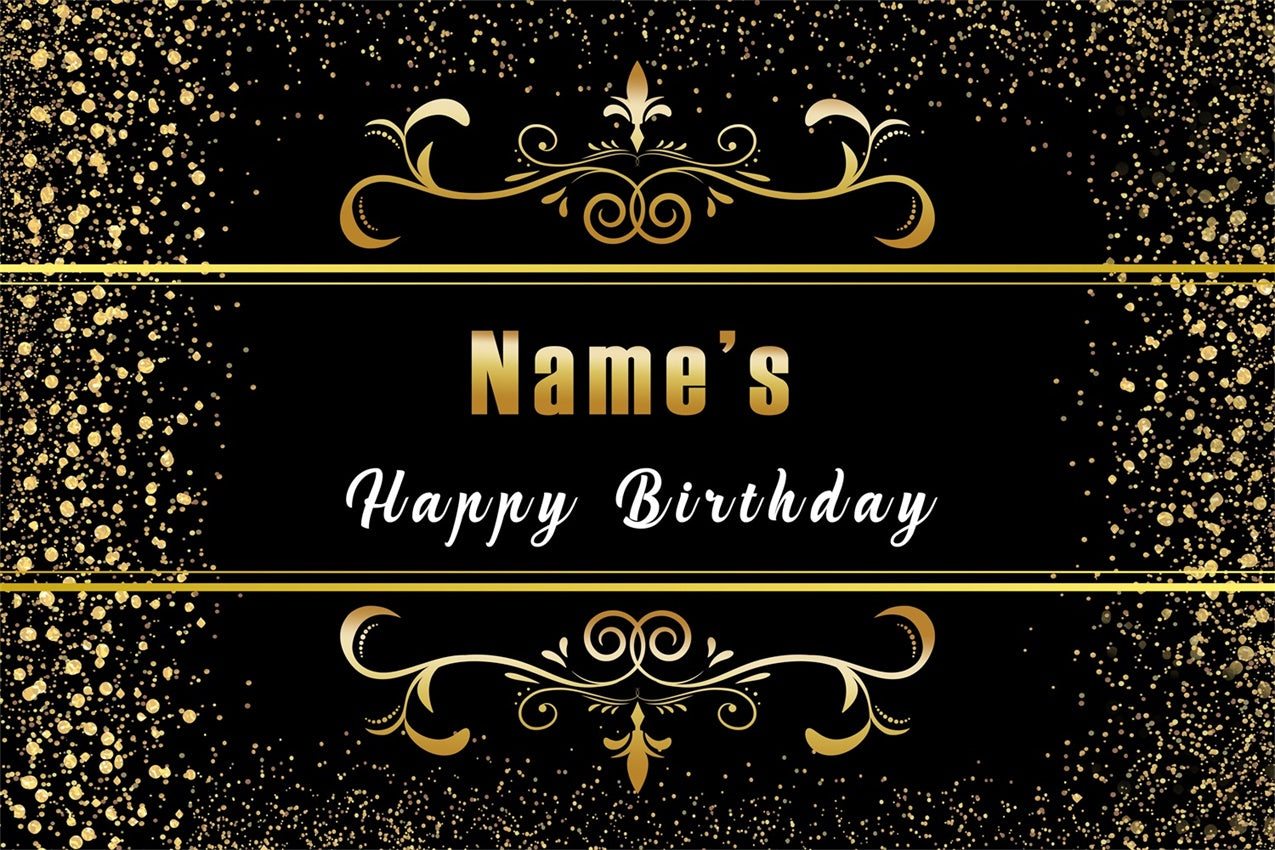 Personalized Birthday Backdrops Sophisticated Golden Sparkle Backdrop RR12-45