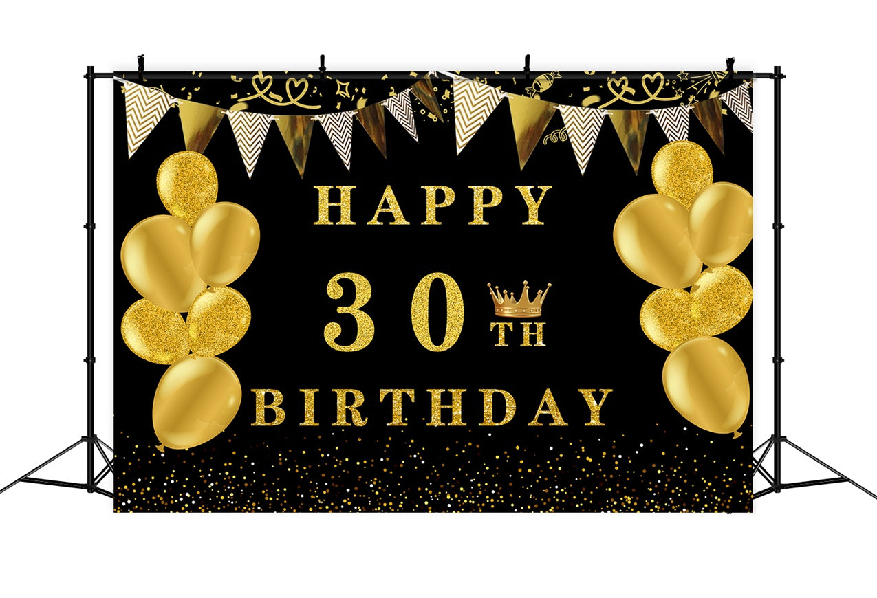 Custom Birthday Backdrops Luxury Golden Glitter Balloons Backdrop RR12-46