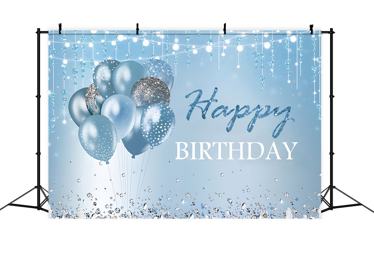 Personalized Birthday Backdrops Blue Sparkle Balloon Backdrop RR12-6