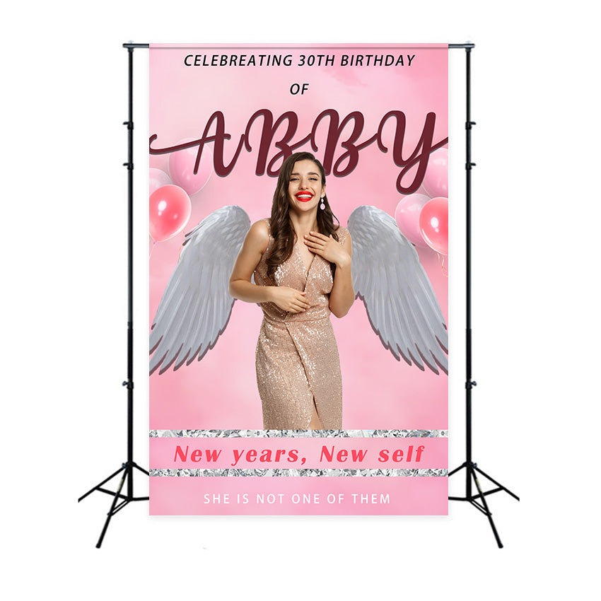 30th Birthday Backdrop Pink Angel Wings Celebration Backdrop RR12-64