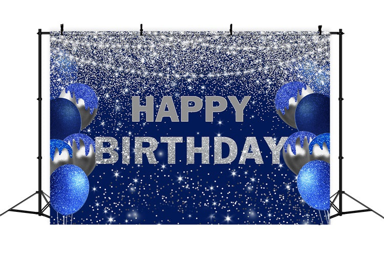 Birthday Backdrops Custom Sapphire Elegance Balloon Glitter Backdrop RR12-7