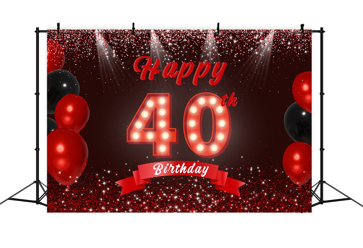 Personalized 40th Birthday Backdrop Stylish Red Glitter Backdrop RR12-78