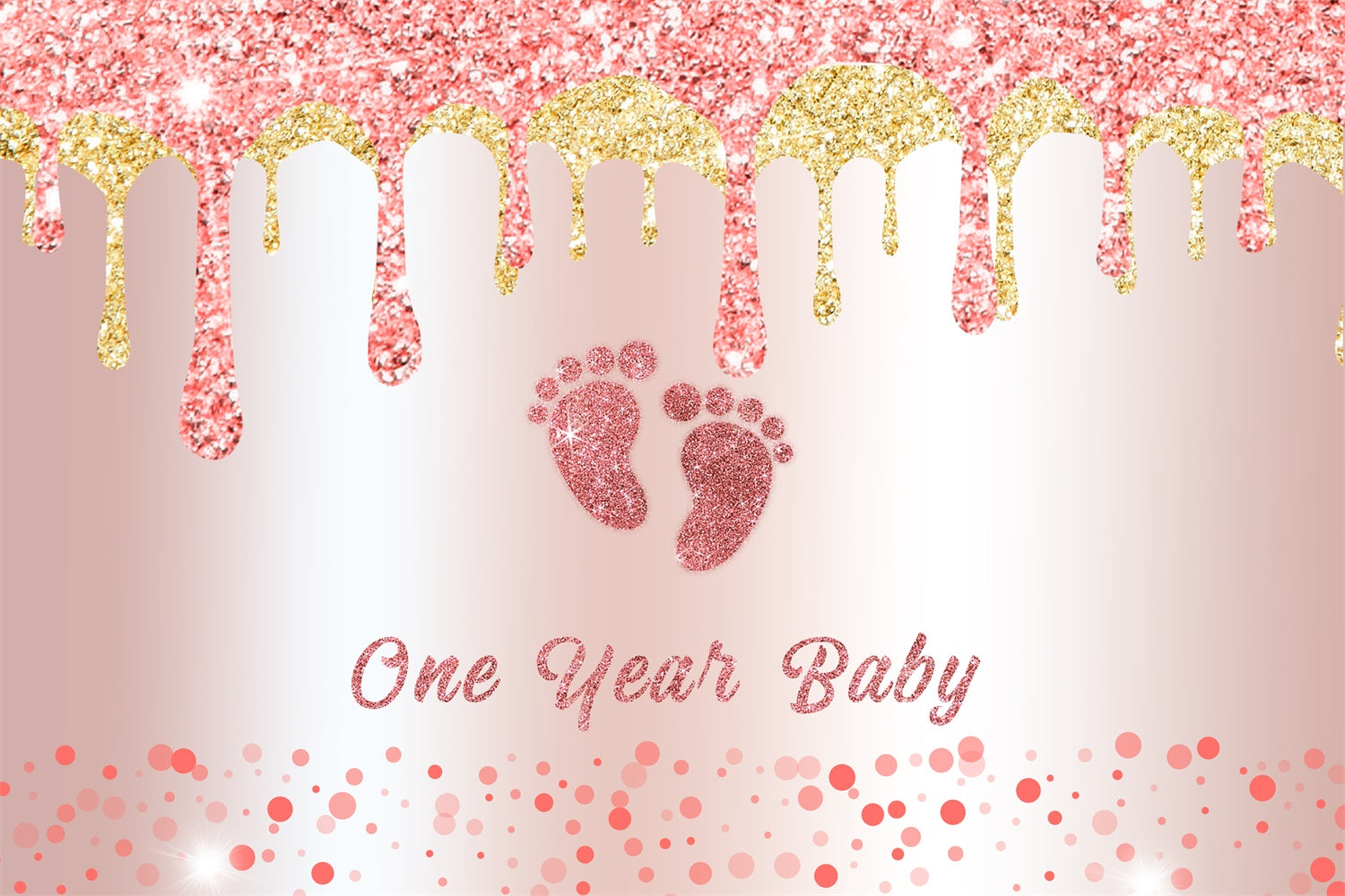 Custom Birthday Backdrops Glittering Pink Baby Feet Backdrop RR12-89