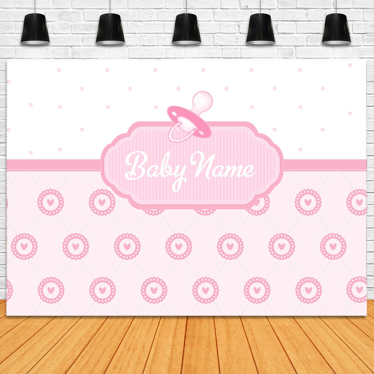 Custom Name Birthday Backdrop Pink Baby Theme Backdrop RR12-90